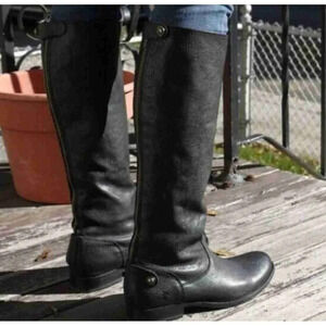 FRYE Women's Melissa Stud Back Zipper Black Riding Boots sz 7B